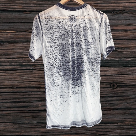 White and Blue Short Sleeve Tee with Vintage Graphic - Picture 2 of 3